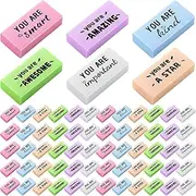 Resurhang 180 Pcs Inspirational Erasers for Kids Bulk Valentine's Day Gifts Pencil Erasers Rubber Eraser Motivational Eraser Cute Erasers for Drawing Sketching Back to School Supplies(Macaron)