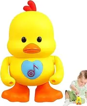 Rissunkv Dancing Duck Toy - Interactive Baby Musical Toy with Music and LED Lights - Dancing Walking Yellow Duck, Baby Toy Infant Light Up Toys, Activity Center for 1-Year-Old
