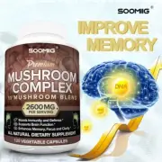 Mushroom Complex Supplement Lions Mane, Reishi, Chaga Memory Nootropic Capsules