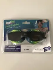Vintage 1997 Aqua Leisure AquaPro tinted swim goggles blue green white strap