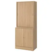 TONSTAD storage combination w sliding doors, oak veneer, 82x47x201 cm