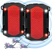 2 Pack Ultrasonic Rodent Repellent Under Hood Animal Repeller Battery Powered with Red & White Strobe Lights Rat Deterrent Out of Car Engines Rodent Defense Vehicle Protection