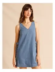 [Piper] Tie Side Soft Denim Dress in Assorted