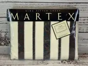 New Old Stock Vintage Martex King Fitted Sheet 180 Percale Paisley Stripes