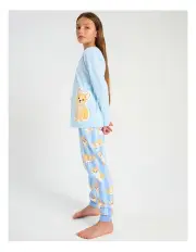 [Tilii] Corgi Fleece Pyjama Set in Light Blue