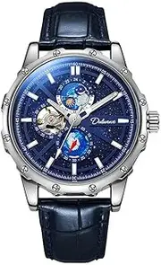 [DAXIAOYU] Automatic Watches for Men Mechanics Self Winding Vintage Leather Moon Phase Luminous Waterproof Wrist Watches