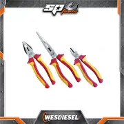SP Tools 3 Pcs Plier Cutter Set - VDE Insulated Combination Long Nose Pliers