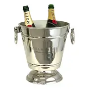 Shiny Silver Plated Footed Champagne France Ice Cooler Bucket with Handles