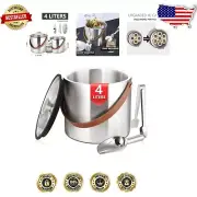 Double Wall Stainless Steel Ice Bucket with Stylish Handle for Parties & Picnics