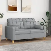 vidaXL 2-Seater Sofa with Throw Pillows Light Grey 120 cm Fabric