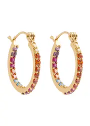 Crystal Haze Mini Serena Rainbow 18kt Gold-plated Hoop Earrings - Multicoloured 1 ONE SIZE