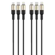 2PK RockRose Acacia Max 1m 3A 3-In-1 USB-A to USB Micro/C/Apple Charging Cable