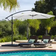 3.5 m Outdoor Cantilever Umbrella with Aluminium Garden Patio Stand Base Parasol