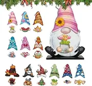 Table Decoration, Interchangeable Wooden Decoration, Seasonal Ornaments with 12 Interchangeable Symbols, Rustic Winter Decoration for Home, Thanksgiving, Christmas