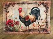 Set of 6 Placemats 12x18in Chicken Floral Woven Polyester