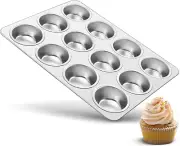 12-Cup Muffin Pan, Stainless Steel Muffin Tin Metal Cupcake Baking Pan for Oven