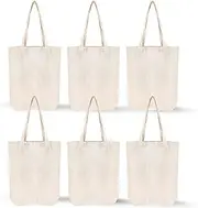 [LOYONAL] Blank Canvas Tote Bag Bulk, Reusable Cotton Shopping Bags, Calico Fabric Bag, Grocery, Craft Tote For DIY