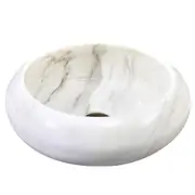420*420*140mm White Marble Stone Round Above Counter Art Basin