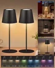 2 Pack Cordless RGB Table Lamp,Wireless Bottle Lamp,3 Level Dimming & RGB Cyc...