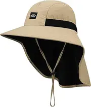 [Clakllie] Waterproof Wide Brim Sun Hat with Neck Flap UPF 50+ Fishing Hats Sun Protection Gardening Safari Hat for Hiking