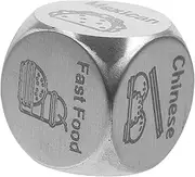 Toyvian Portable Metal Food Decider Dice Creative Meal Decision Cube for Fun Dining Experience Game Props for Overcoming Food Choices Convenient Travel Design