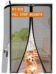 Magnetic Screen Door Fiberglass Mesh Fits Door Size Up to 40"x83" Size DIY Sc...