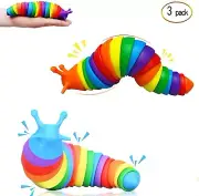 Fidget Slug Toy 3 Pack Articulated Sensory Toys 3D Realistic Slug Insects Fidget