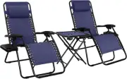 AmazonBasics Zero Gravity Chair with Side Table, Set of 2, Blue