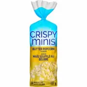 3X Quaker Crispy Minis Gluten-Free Butter Popcorn Rice Cakes 127g -FRESH!
