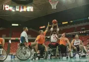 Reginald Colton USA reaches for an offensive rebound over Koen Jan- Old Photo