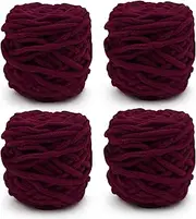 Knitting Wool Yarn 4 x 100g Multi-Colored Soft Chunky Yarn for Crochet Projects Making Plush Balls Handmade Bags Sweaters Shoes Hats Sweaters Blankets Scarves