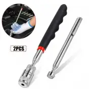 2 Pcs Telescoping Magnet Pick Up Tool LED Light For Auto Mechanic Practial