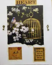 Mixed Media Art Collage on 8"x 10" Painted Canvas Panel