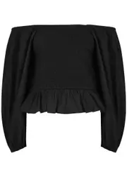 Skall Studio Evelyn Smocked Cotton top - Black - 38 (UK10 / S) 38 (UK10 / S)