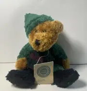 Boyds Christmas Bear Emmett Elfberg Green Santa Hat With Plaid Scarf Plush