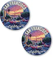 [No Thorns Media] San Francisco California 2 Pack Pinback Buttons 2.25" Fun Pins for Clothes, Backpacks, Hats, and Jackets - Cartoon, Retro, and Punk Style Lapel Badges, Slogans, and Party Pins ID45000, Metal, no