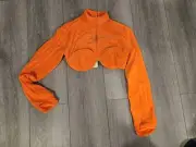 $150 Adidas Jeremy Scott Velour Cropped Full Zip Track Top size S Orange H50966