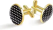 [Generic] Black White Tulip Floral Flowers Pattern Print Classic Stainless Steel Cufflinks for Mens, Suit Shirt Cuff Links Jewelry Business Wedding Gifts, Golden