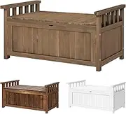 ALFORDSON Outdoor Wooden Bench Storage Box, Durable Fir Wood Cabinet Garden Seat with 160L Storage Capacity, Tool Chest Toy Storages Cabinet Container for Patio Garden Lawn Balcony, 300kg Max, Brown