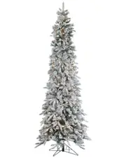 Sterling Tree Company 9ft Flocked Narrow Pencil Pine With 650 Clear Lights