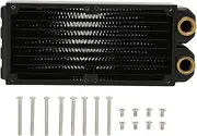 Copper Radiator,DIY Liquid Cooling System 45mm Thick Copper Radiator,G1/4 Thread 8 Pipes Double Layer Noiseless Computer Water Cooling Heat Sink,High Performance