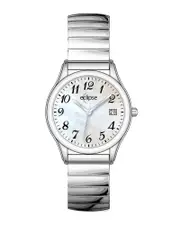 Eclipse Stainless Steel Round Dial Silver Band Watch