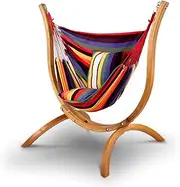 Gardeon Hammock Chair - 120kg Weight Supported Russia Imported Larch Wood Hammock Stand| Cotton and Polyester Hanging Chair for Home Garden Yard