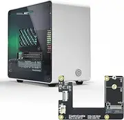 ElectroCookie Raspberry Pi 5 Case, Aluminum Mini Tower Case with M.2 NVMe SSD PCIe HAT and Active RGB Lighting Cooler (Silver)