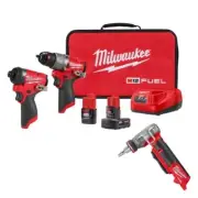 Milwaukee Hammer Drill + Impact Driver 12V Cordless w/ Expander + 1/2"-1" Head