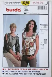Burda 8356 Misses Tops Camisa Sewing Pattern Sz 10-20