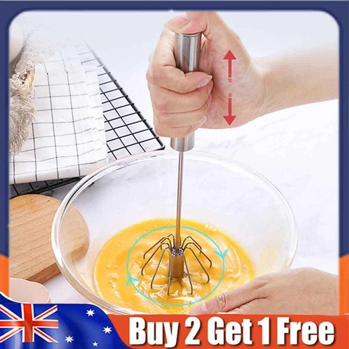 Stainless Steel Egg Milk Beater Tool Semi-automatic AZ Whisk Mixer Balloon QT
