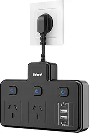 Frohsun Power Board USB C, 6 in1 Power Strip, Power Board Surge Protector with 2-Sockets Combo, 2-USBA and 2-USBC, Surge Protection 2400W/10A, for Home and Office Use-Black