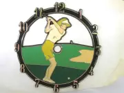 Vintage Ramar Clock Face Sports Lady Golfing 5.5" Plastic Self-Stick NOS Golf