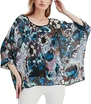 [CuteSwan] Women's Summer Bohemian Print Chiffon Blouse Loose V Neck Tunic Tops for Leggings Casual T-Shirts